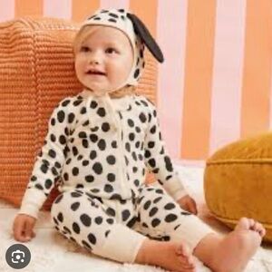 Hanna Andersson Black and Cream Polka Dot Dalmatian Halloween outfit size 12-18
